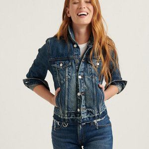 Lucky Brand Tomboy Trucker Distressed Crop Denim Jacket XS